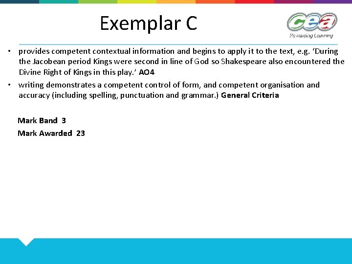 Exemplar C • provides competent contextual information and begins to apply it to the