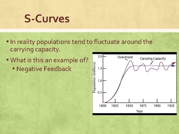 S-Curves ▪ In reality populations tend to fluctuate around the carrying capacity. ▪ What