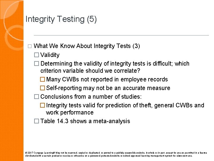 Integrity Testing (5) � What We Know About Integrity Tests (3) � Validity �