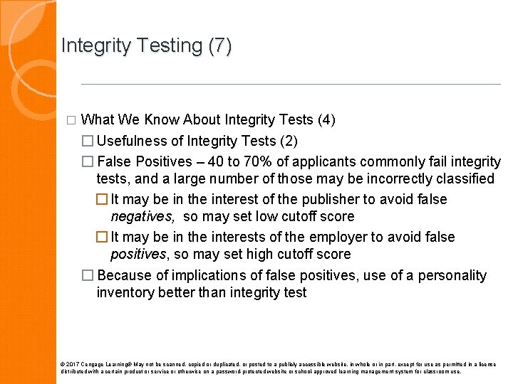 Integrity Testing (7) � What We Know About Integrity Tests (4) � Usefulness of