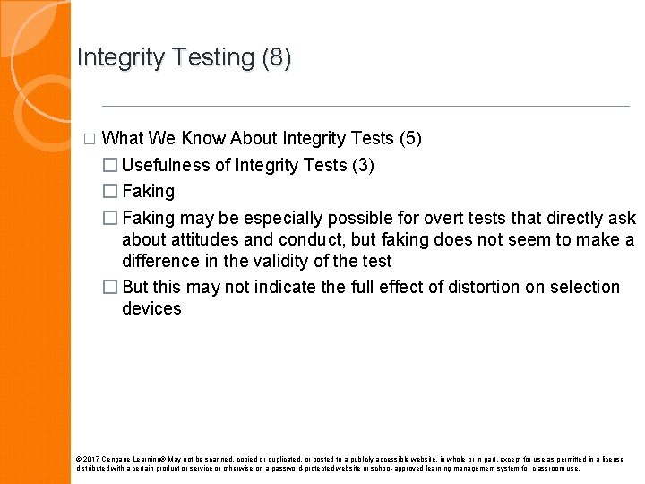 Integrity Testing (8) � What We Know About Integrity Tests (5) � Usefulness of