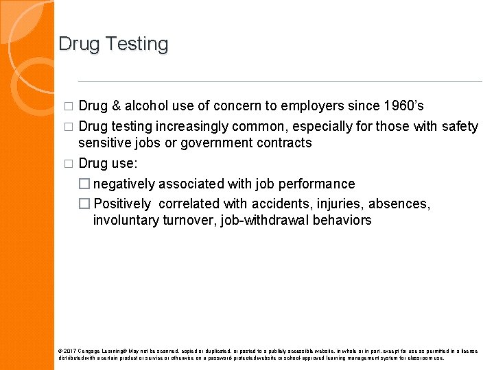 Drug Testing � Drug & alcohol use of concern to employers since 1960’s Drug