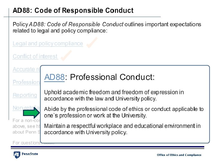 Office of Ethics and Compliance Office of Ethics and Compliance