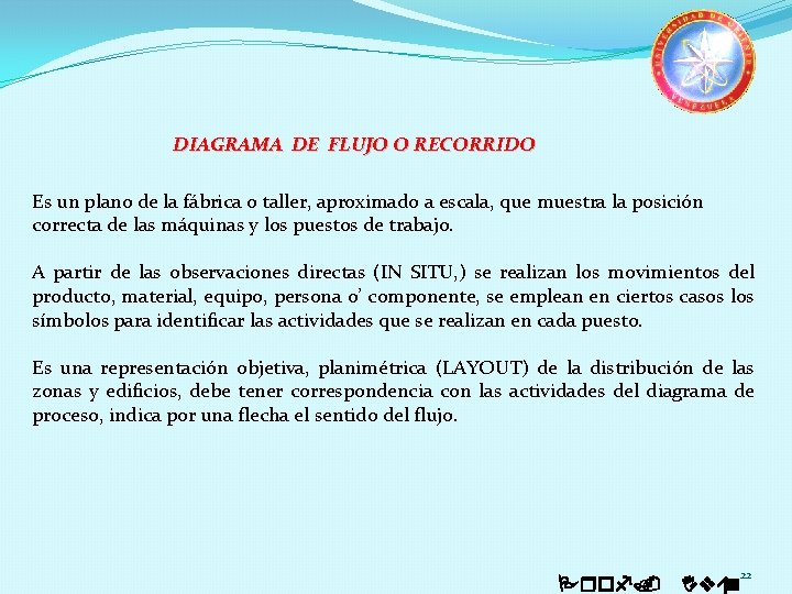 DIAGRAMA DE FLUJO O RECORRIDO Es un plano de la fábrica o taller, aproximado