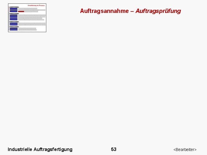 Auftragsannahme – Auftragsprüfung Industrielle Auftragsfertigung 53 <Bearbeiter> 