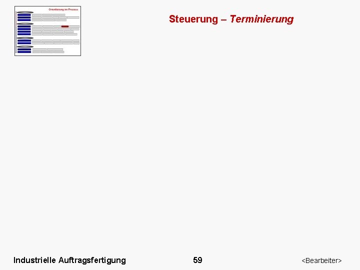 Steuerung – Terminierung Industrielle Auftragsfertigung 59 <Bearbeiter> 