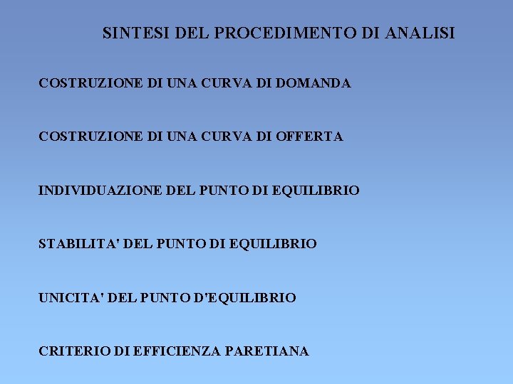 SINTESI DEL PROCEDIMENTO DI ANALISI COSTRUZIONE DI UNA CURVA DI DOMANDA COSTRUZIONE DI UNA SINTESI DEL PROCEDIMENTO DI ANALISI COSTRUZIONE DI UNA CURVA DI DOMANDA COSTRUZIONE DI UNA