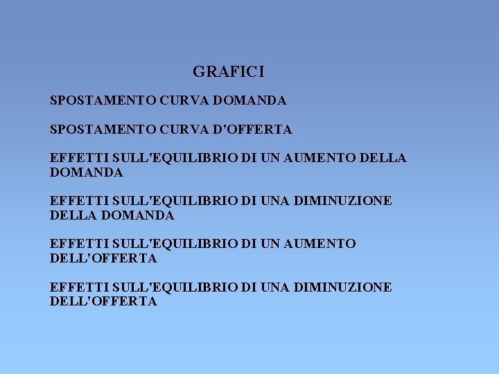 GRAFICI SPOSTAMENTO CURVA DOMANDA SPOSTAMENTO CURVA D'OFFERTA EFFETTI SULL'EQUILIBRIO DI UN AUMENTO DELLA DOMANDA GRAFICI SPOSTAMENTO CURVA DOMANDA SPOSTAMENTO CURVA D'OFFERTA EFFETTI SULL'EQUILIBRIO DI UN AUMENTO DELLA DOMANDA