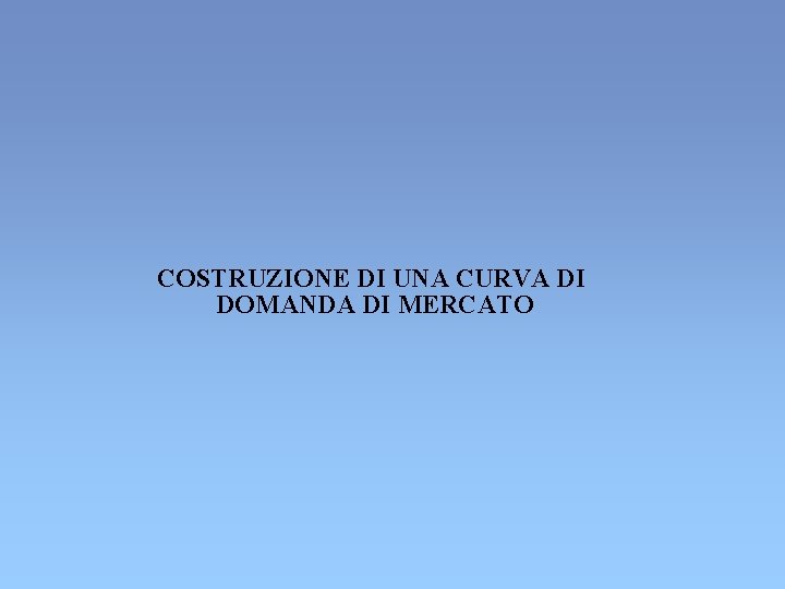 COSTRUZIONE DI UNA CURVA DI DOMANDA DI MERCATO COSTRUZIONE DI UNA CURVA DI DOMANDA DI MERCATO