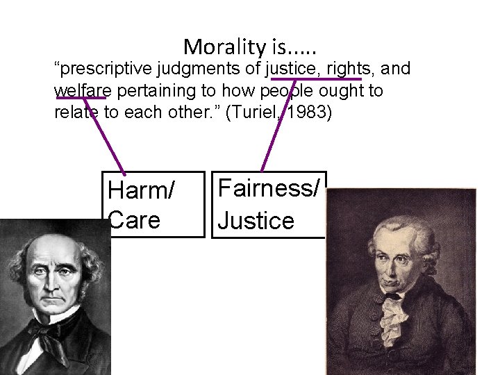 Morality is. . . “prescriptive judgments of justice, rights, and welfare pertaining to how