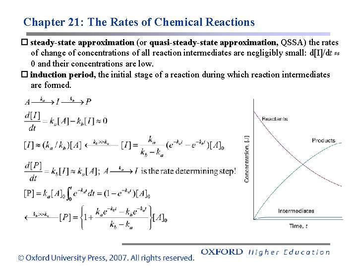 Chapter 21: The Rates of Chemical Reactions steady-state approximation (or quasi-steady-state approximation, QSSA) the