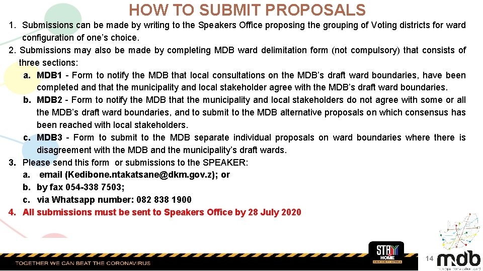 HOW TO SUBMIT PROPOSALS 1. Submissions can be made by writing to the Speakers