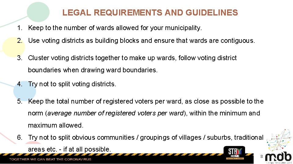 LEGAL REQUIREMENTS AND GUIDELINES 1. Keep to the number of wards allowed for your