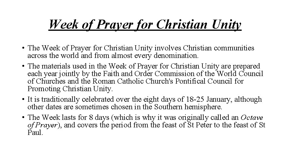 Week of Prayer for Christian Unity • The Week of Prayer for Christian Unity
