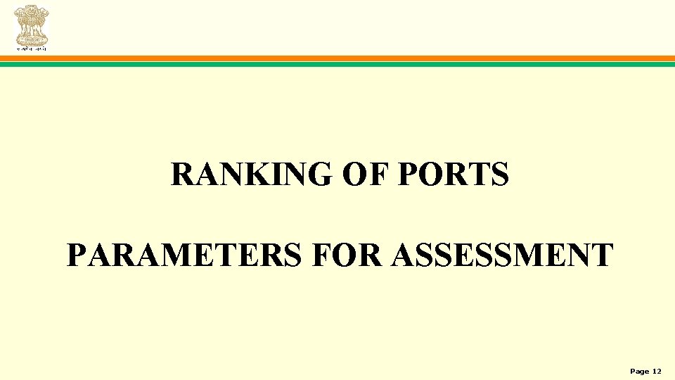 RANKING OF PORTS PARAMETERS FOR ASSESSMENT Page 12 