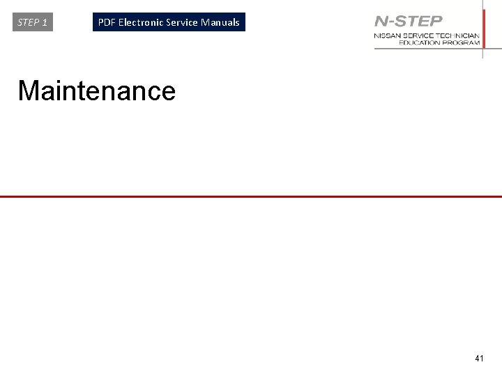 STEP 1 PDF Electronic Service Manuals Maintenance 41 