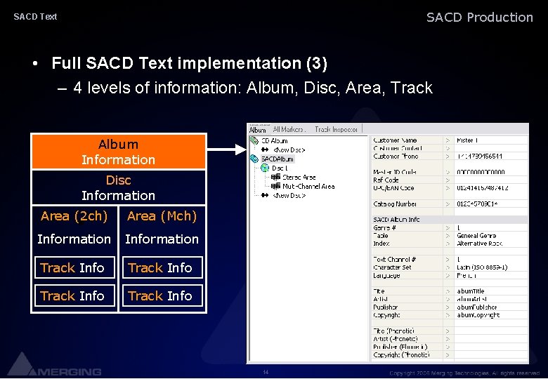 SACD Production SACD Text • Full SACD Text implementation (3) – 4 levels of