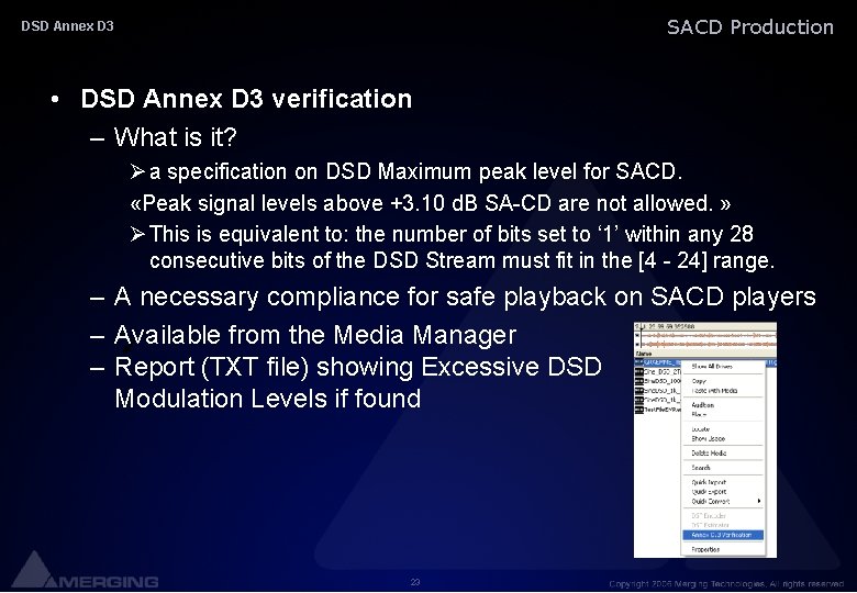 SACD Production DSD Annex D 3 • DSD Annex D 3 verification – What