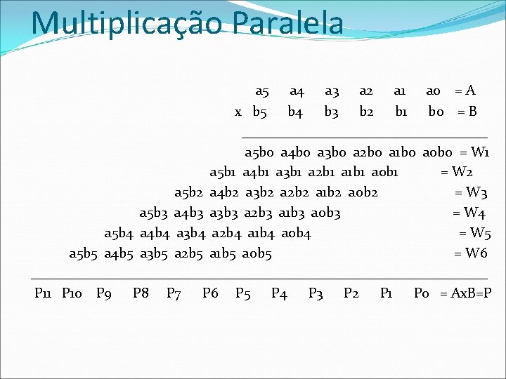 Multiplicação Paralela a 5 a 4 a 3 a 2 a 1 a 0