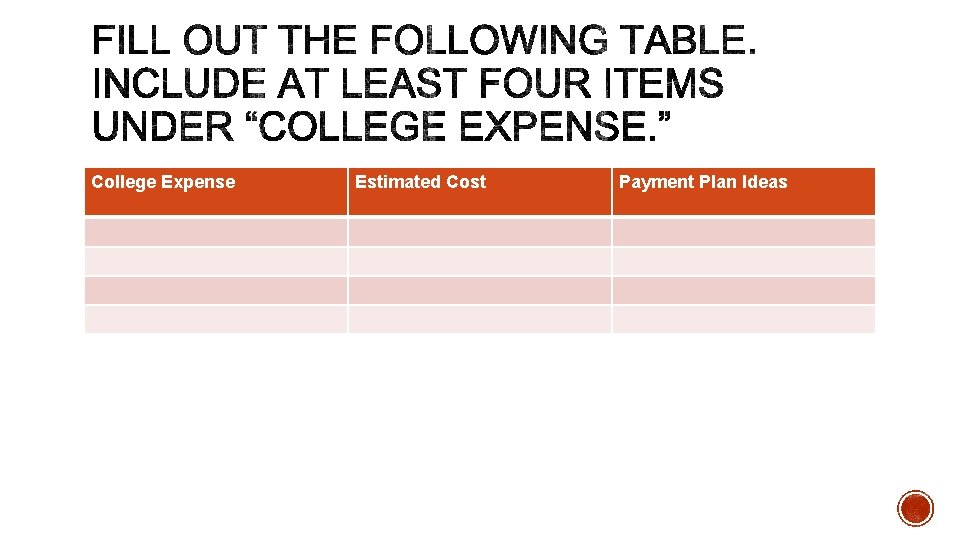 College Expense Estimated Cost Payment Plan Ideas 