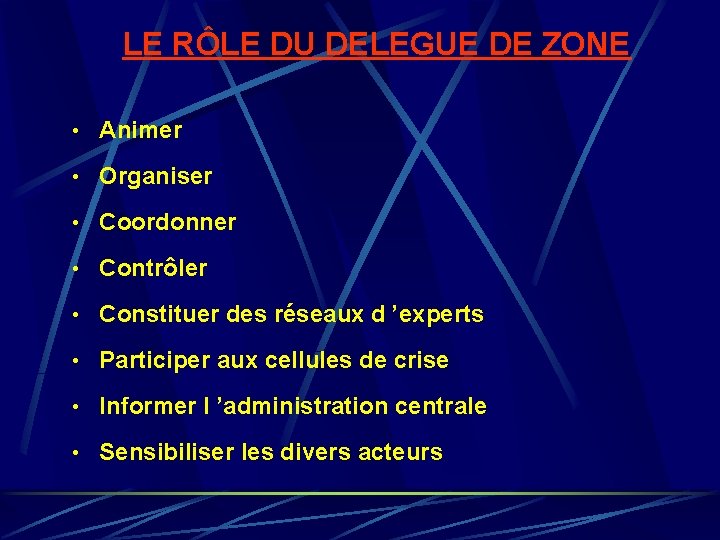 LE RÔLE DU DELEGUE DE ZONE • Animer • Organiser • Coordonner • Contrôler LE RÔLE DU DELEGUE DE ZONE • Animer • Organiser • Coordonner • Contrôler