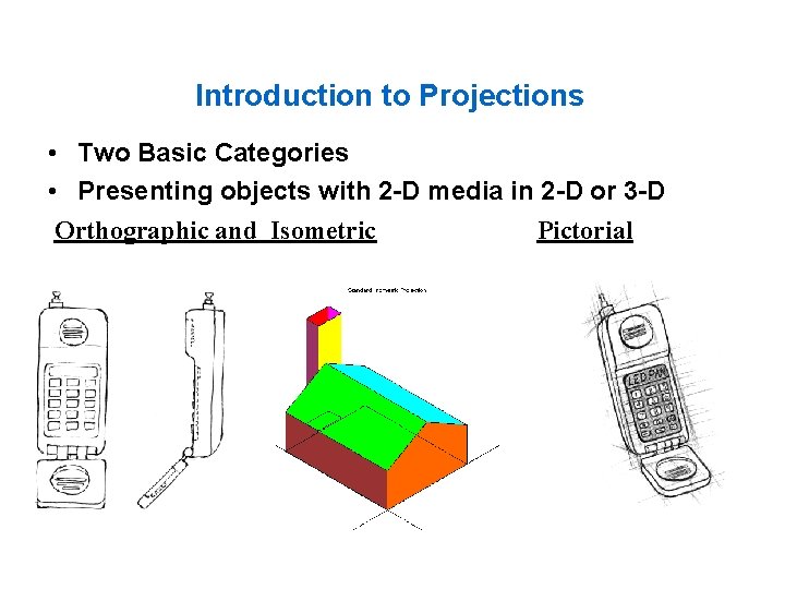 Introduction to Projections • Two Basic Categories • Presenting objects with 2 -D media