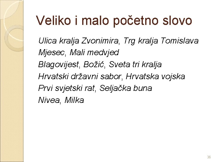 Veliko i malo početno slovo Ulica kralja Zvonimira, Trg kralja Tomislava Mjesec, Mali medvjed