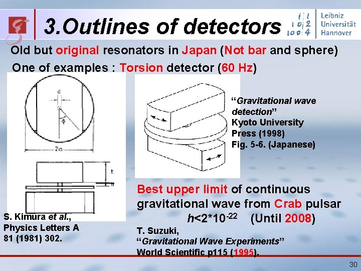 3. Outlines of detectors Old but original resonators in Japan (Not bar and sphere)