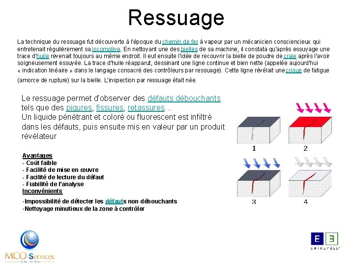 Ressuage La technique du ressuage fut découverte à l'époque du chemin de fer à