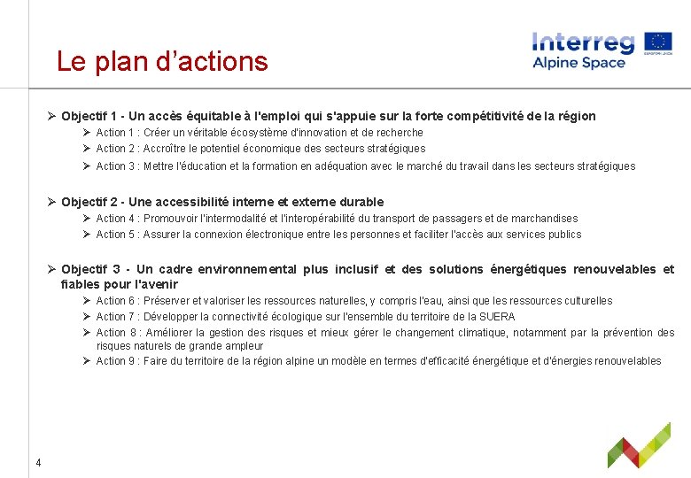 Le plan d’actions Ø Objectif 1 - Un accès équitable à l'emploi qui s'appuie