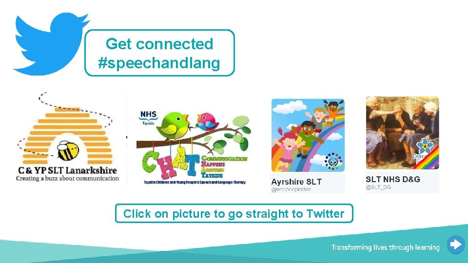 Get connected #speechandlang Click on picture to go straight to Twitter Document title Transforming