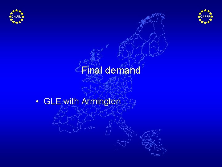 CAPRI Final demand • GLE with Armington 