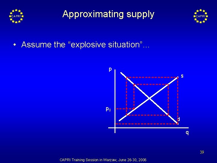 CAPRI Approximating supply CAPRI • Assume the “explosive situation”… p s p 0 d