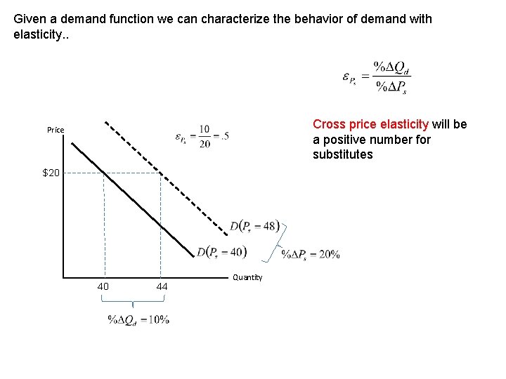 Given a demand function we can characterize the behavior of demand with elasticity. .