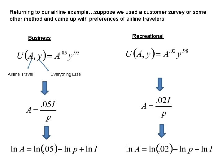 Returning to our airline example…suppose we used a customer survey or some other method