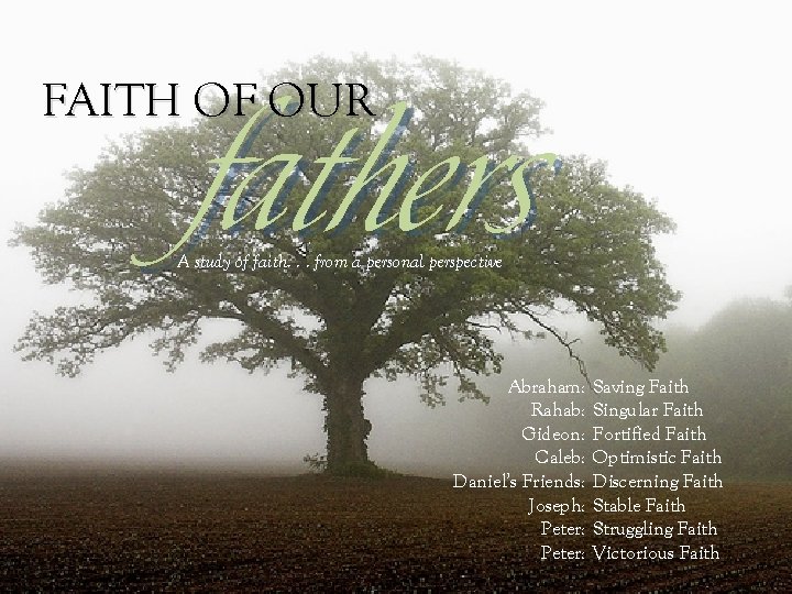 FAITH OF OUR fathers A study of faith. . . from a personal perspective