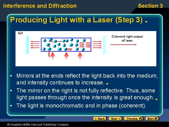 Interference and Diffraction Section 3 Producing Light with a Laser (Step 3) • Mirrors