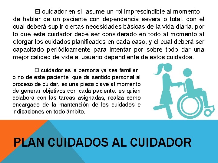 El cuidador en sí, asume un rol imprescindible al momento de hablar de un