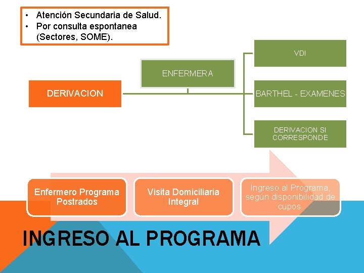  • Atención Secundaria de Salud. • Por consulta espontanea (Sectores, SOME). VDI ENFERMERA