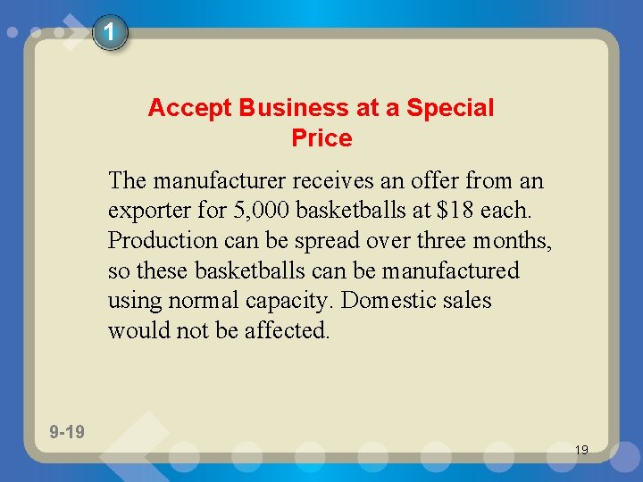 1 Accept Business at a Special Price The manufacturer receives an offer from an