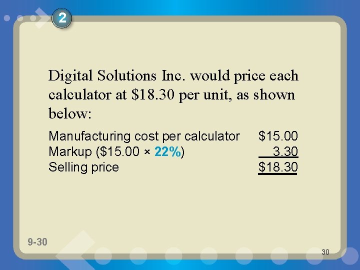 2 Digital Solutions Inc. would price each calculator at $18. 30 per unit, as