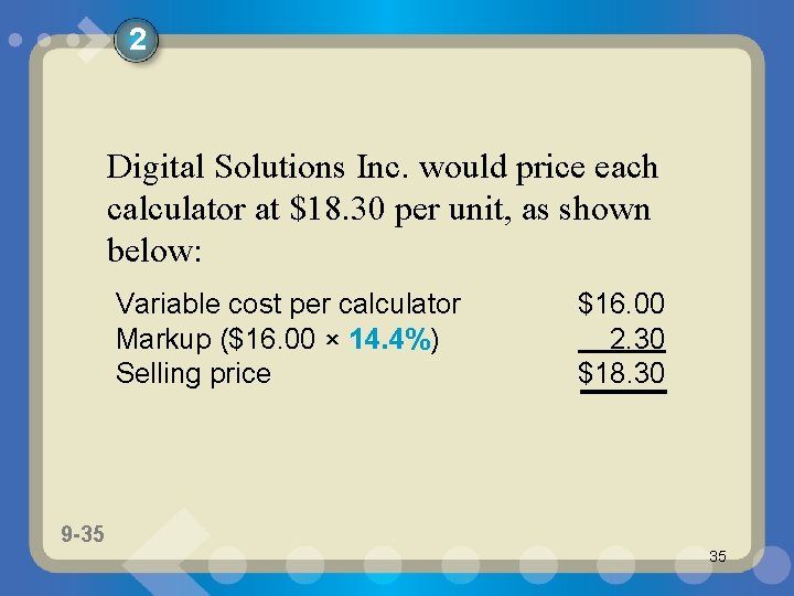 2 Digital Solutions Inc. would price each calculator at $18. 30 per unit, as