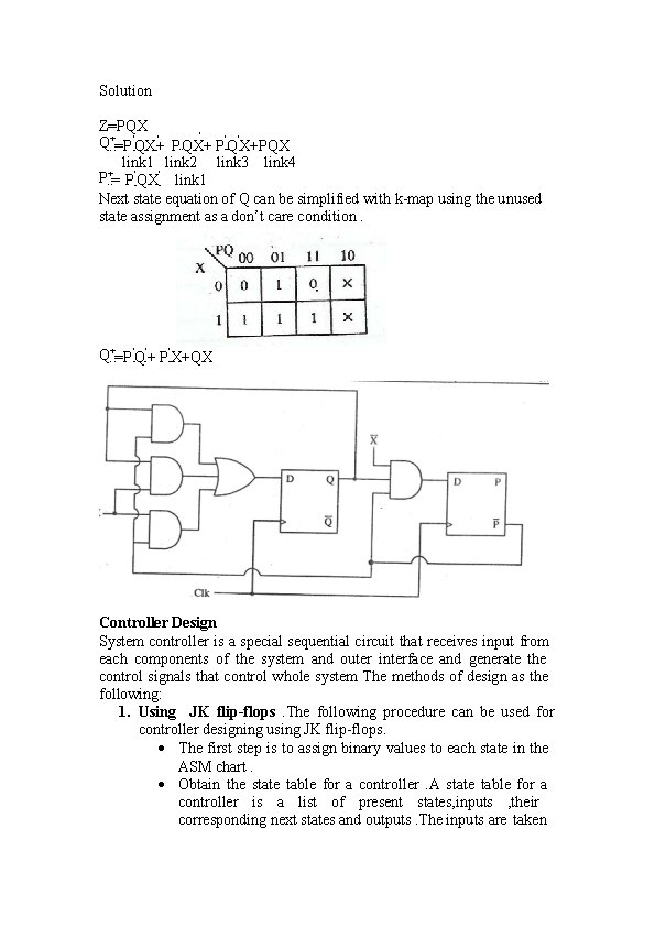 Solution Z=PQX ' ' Q+=P 'QX + P QX+ P Q X+PQX link 1