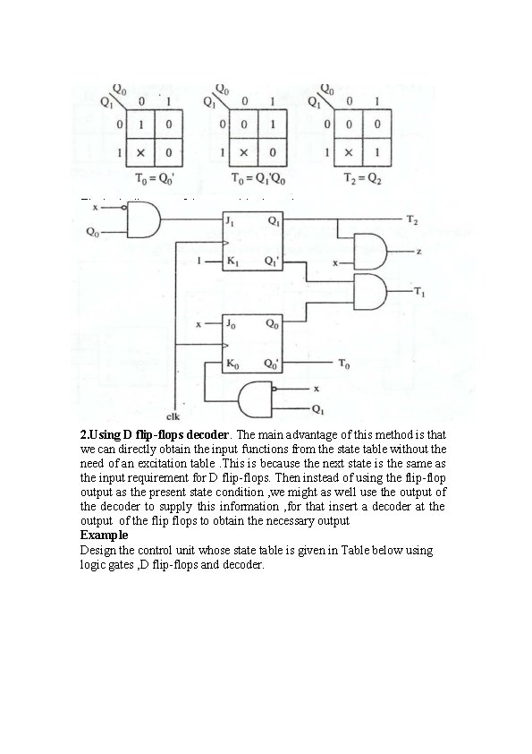 The logic diagram of the control is shown in 2. Using D flip-flops decoder.