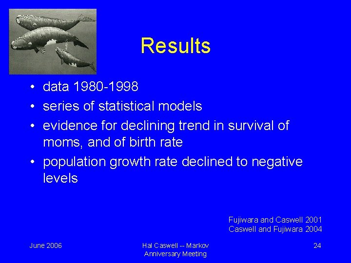 Results • data 1980 -1998 • series of statistical models • evidence for declining