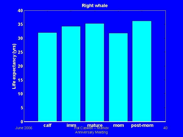 Right whale 40 35 Life expectancy (yrs) 30 25 20 15 10 5 0