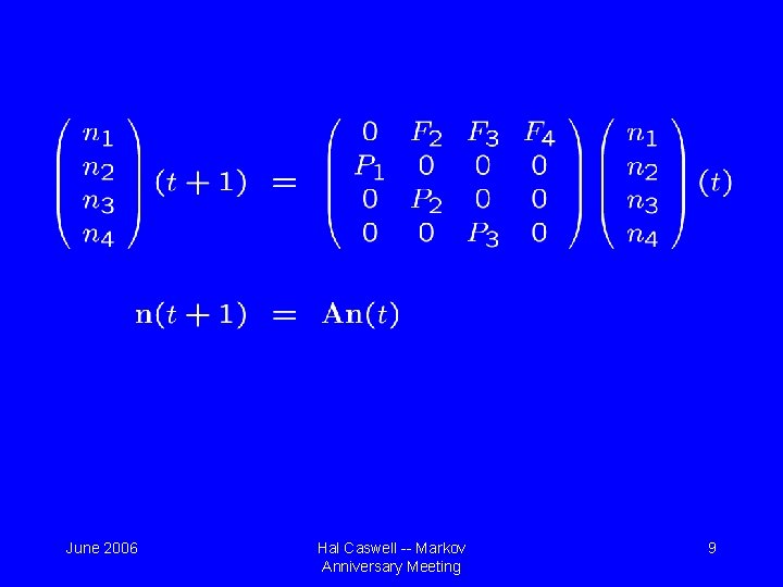 June 2006 Hal Caswell -- Markov Anniversary Meeting 9 