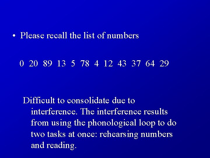  • Please recall the list of numbers 0 20 89 13 5 78