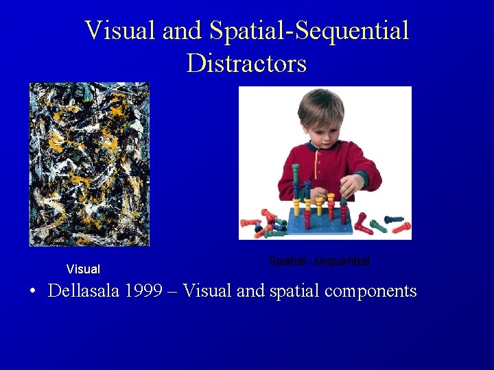 Visual and Spatial-Sequential Distractors Visual Spatial- sequential • Dellasala 1999 – Visual and spatial