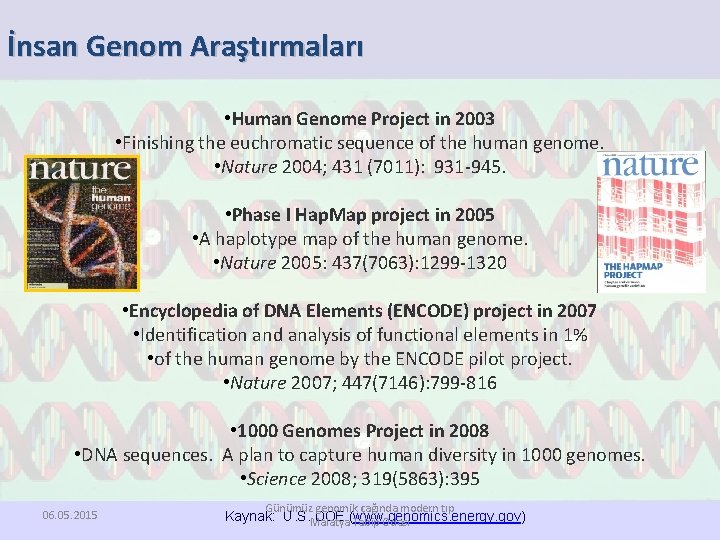 İnsan Genom Araştırmaları • Human Genome Project in 2003 • Finishing the euchromatic sequence